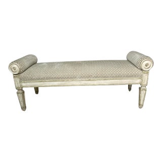 1960s Upholstered Neoclassical Long Bench For Sale