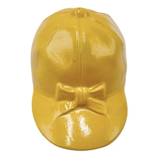 Vintage Equestrian Jockey Cap Bottle Opener Yellow For Sale