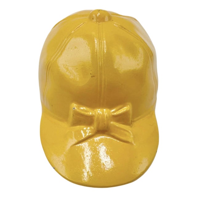 Vintage Equestrian Jockey Cap Bottle Opener Yellow For Sale