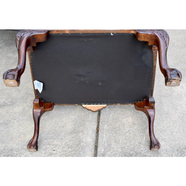 Vtg. Centruy Chippendale Style Mahogany Library Arm Chair W/Claw Foot For Sale - Image 9 of 12