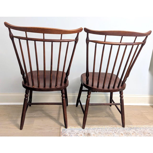 Vintage S. Bent & Brothers Maple Windsor Chairs Duxbury Colonial Style - A Pair For Sale - Image 4 of 12