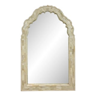 Currey & Co. Modern Faux Bone Arch Wall Mirror For Sale