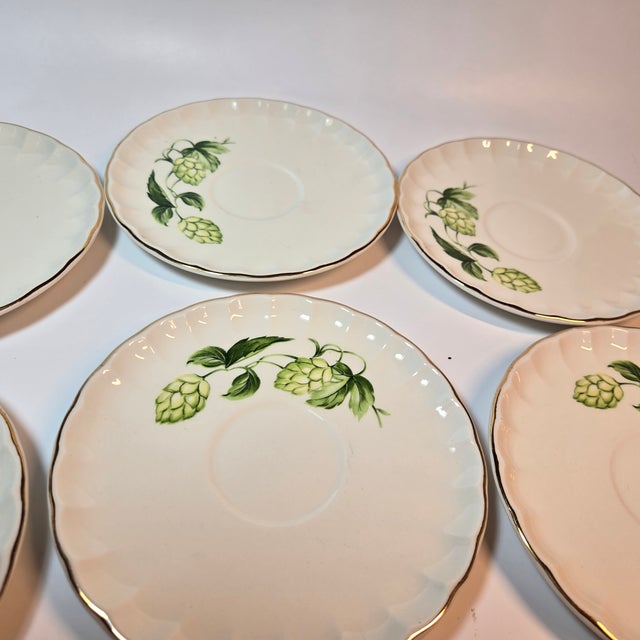 Gold Rimmed Hops Saucers- Set of Eight For Sale - Image 10 of 10