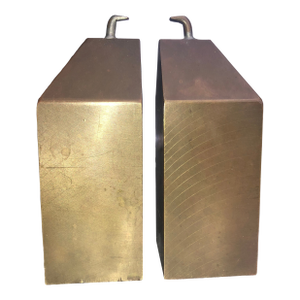 Vintage Matched 5 Pound Copper Scale Weights Geometric Bookends- Set of 2