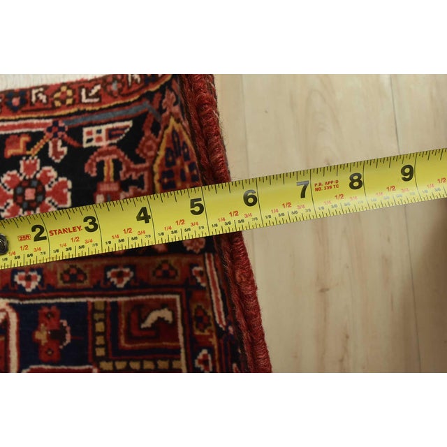 Heriz Rug 8’2” X 11’9” Red Wool Vintage Tribal Hand-Knotted Oriental Carpet For Sale - Image 13 of 15