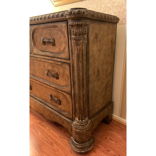 Elegant Ornately Carved Rattan Chip Dresser For Sale - Image 10 of 15