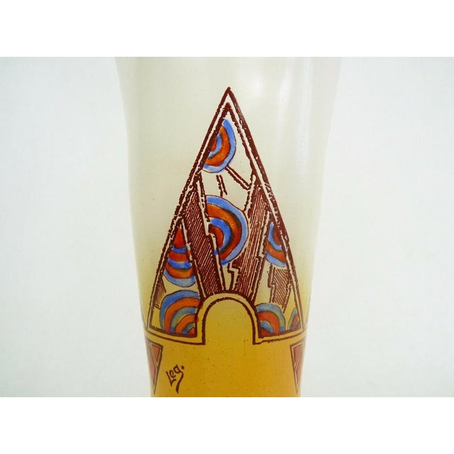Glass Art Nouveau Vase with Geometric Patterns by François Théodore Legras, 1920s For Sale - Image 7 of 11