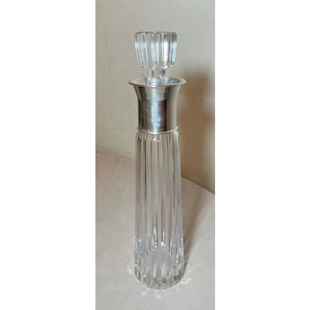Tall Vintage Mid Century Modern Sterling Silver Crystal Glass Atlantis Decanter For Sale - Image 4 of 10