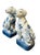 Pair of Wong Lee Blue & White Porcelain Staffordshire Dog Figurines – WL 1895 Hand-Painted Floral Mantel Dogs Bookends...