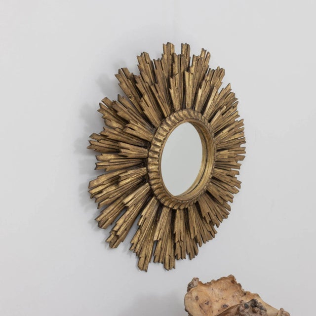 Large Early-Mid 20th Century French Art Deco Giltwood Sunburst Mirror For Sale - Image 12 of 12