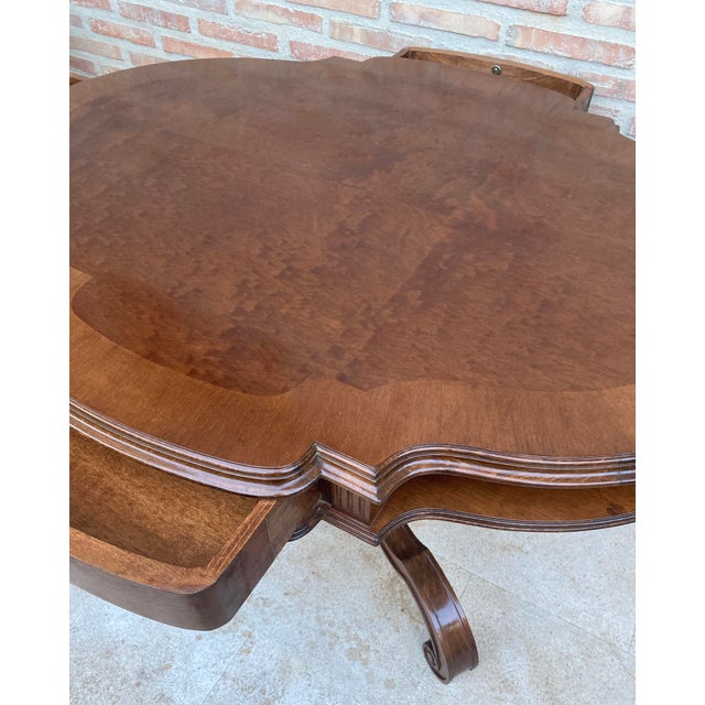 Dining Table with Armchairs in Leather and Walnut, 1950s, Set of 5 For Sale - Image 10 of 18