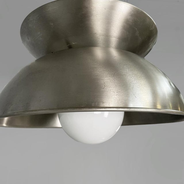 Silver Italian Modern Metal and Opaline Glass Pendant by Vico Magistretti for Artemide, 1970s For Sale - Image 8 of 18