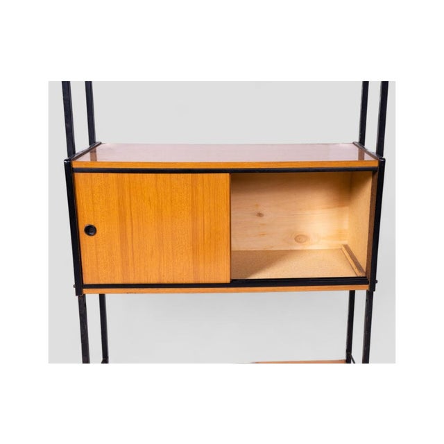 Black Vintage Teak Cabinet with Metal Frame and Sliding Doors For Sale - Image 8 of 9