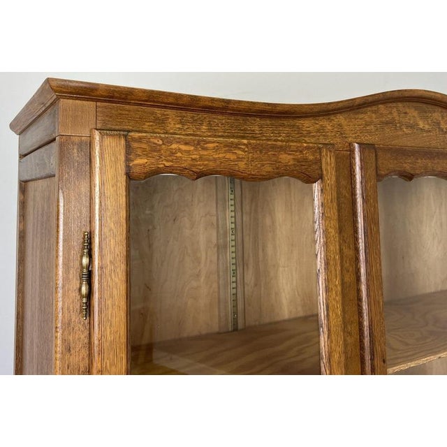 Vintage French Louis XIV Glazed Oak Display Cabinet For Sale - Image 3 of 11