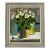 Contemporary British Framed Oil Painting on Canvas (White Roses in Mustard Pot) For Sale
