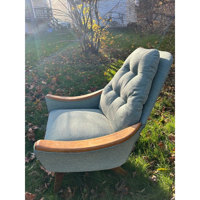 Turquoise 1960s Adrian Pearsall for Craft Associates Mid Century High Back Lounge Chair For Sale - Image 8 of 9