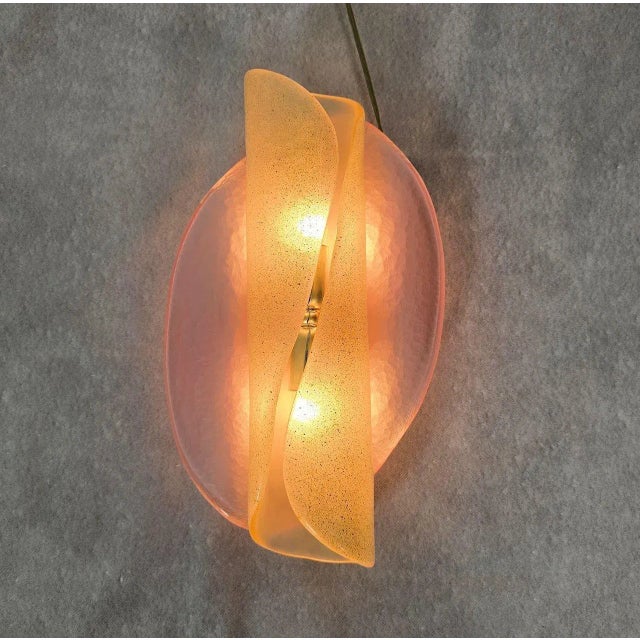 1990s Pair of Pink and Gold Murano Glass Sconces For Sale - Image 5 of 12