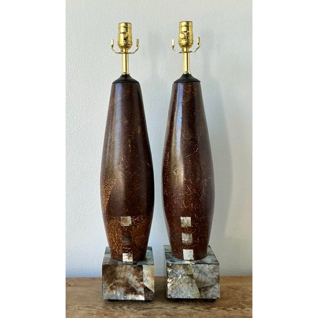 Wood Vintage Boho Coconut Shell Lamps - A Pair For Sale - Image 7 of 12