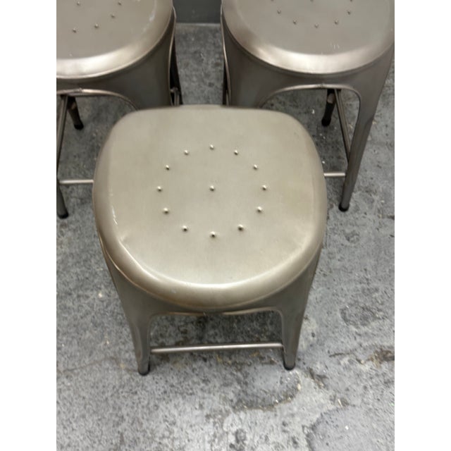 Metal Restoration Hardware Remy Backless Counter Stools, Set of Three For Sale - Image 7 of 12