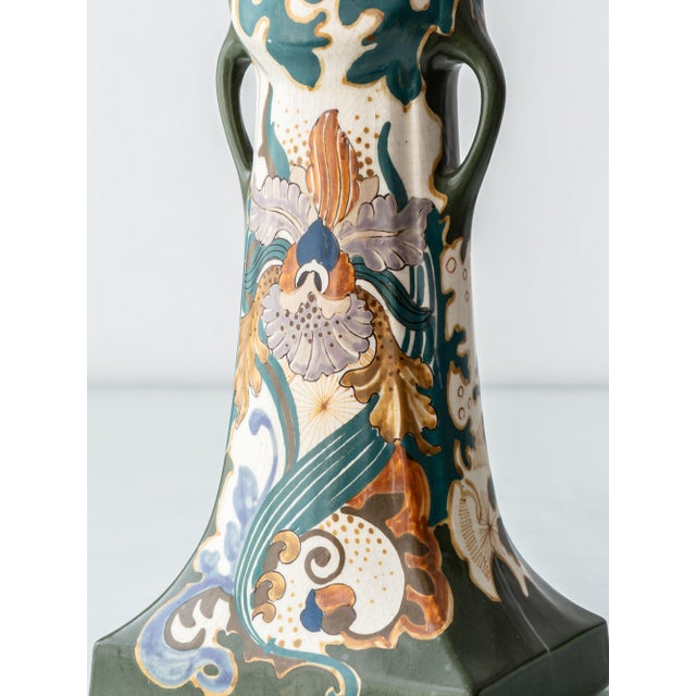 Art Nouveau Dutch Hand-Painted Ceramic Table Lamps from Arnhemsche Fayencefabriek, 1910s, Set of 2 For Sale - Image 17 of 18