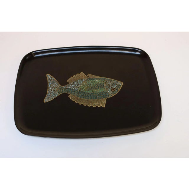 1960s Vintage Couroc Black Resin Inlaid "Fish" Tray For Sale - Image 5 of 12