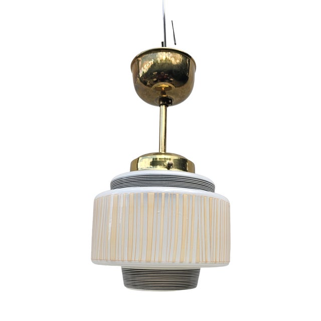 Vintage Chandelier in Glass and Metal, 1940s For Sale