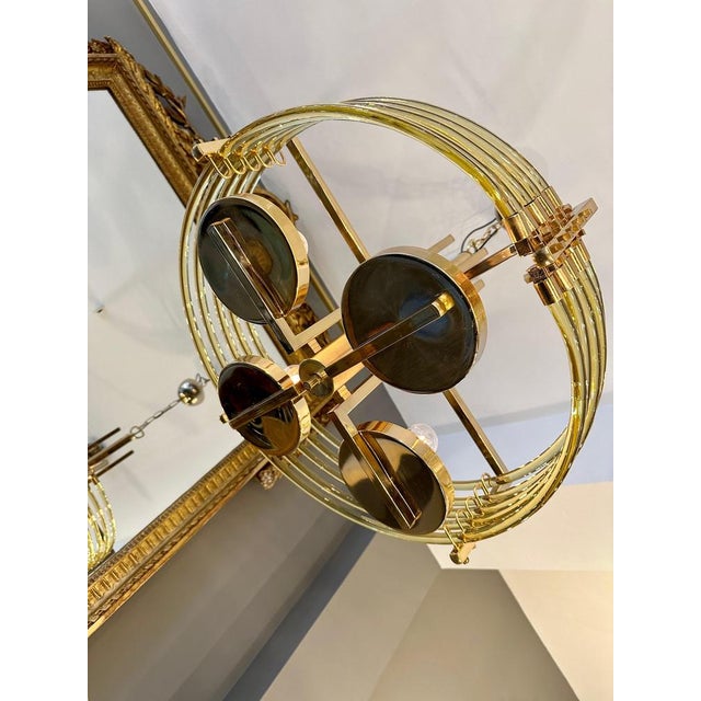 Italian Gold Plated and Murano Glass Chandelier attributed to Gaetano Sciolari, 1960s For Sale - Image 15 of 18
