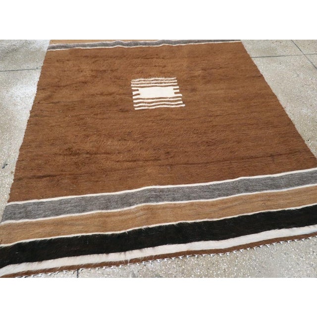 Textile Galerie Shabab Collection Mid-20th Century Turkish Folk Accent Rug Handmade in Brown, Black, Ivory, and Grey For Sale - Image 7 of 9