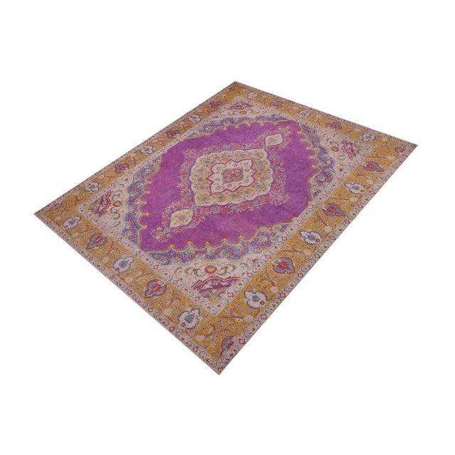 Shabby Chic 1990's Vintage Light Purpl/Yellow Wool Rug - 9'5'' X 12'0'' For Sale - Image 3 of 10