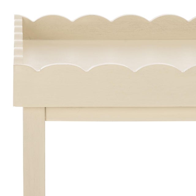 Spritely Home Starlyn Scalloped Accent Table in Sand For Sale - Image 4 of 8
