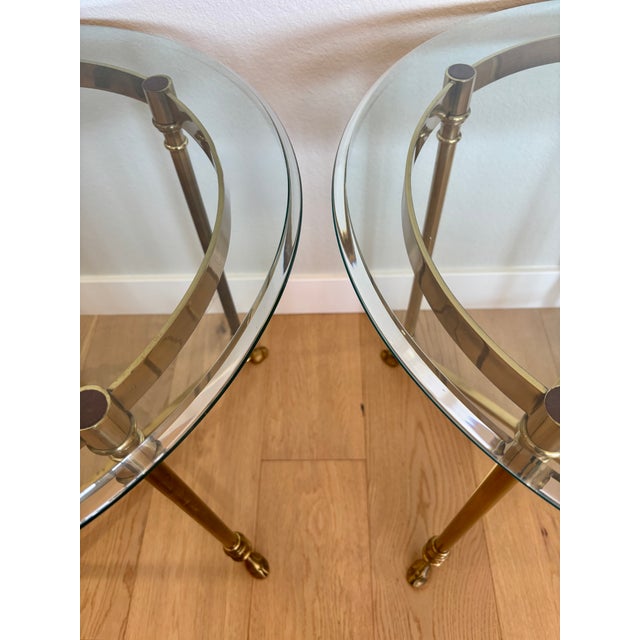 Vintage Italian Brass and Glass Round Side Tables - A Pair For Sale - Image 15 of 18