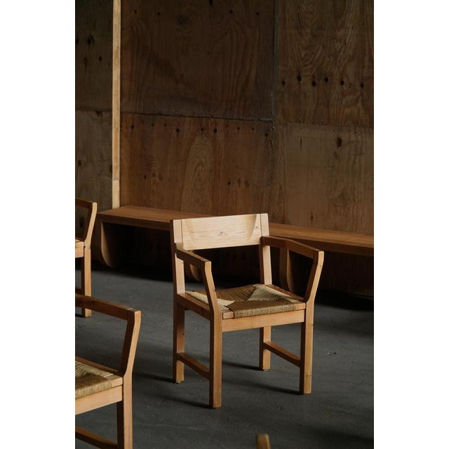 Danish Dining Chairs in Pine and Woven Paper Cord by Tage Poulsen, 1970s, Set of 8 For Sale - Image 3 of 18