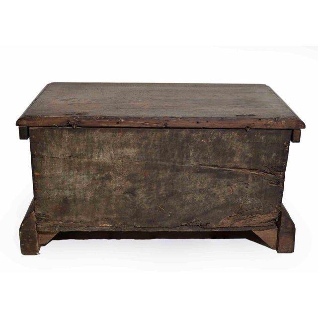 19th Century Rustic Wooden Coffer with Italian Carved Design For Sale - Image 4 of 9