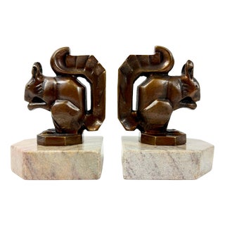 Art Deco Bronze Squirrel Bookends atributted to Max Le Verrier, 1930s, Set of 2 For Sale