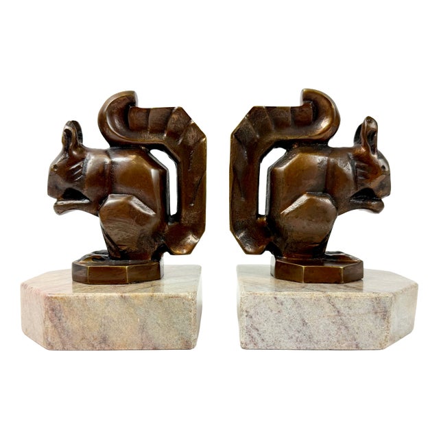 Art Deco Bronze Squirrel Bookends atributted to Max Le Verrier, 1930s, Set of 2 For Sale