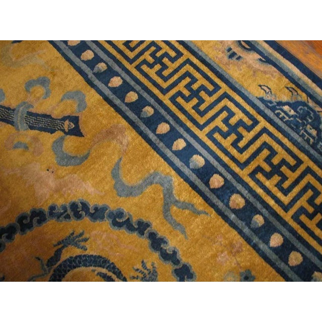 Chinese Stunning Gold Background Color With Cute Details of Chinese Culture Antique Rug For Sale - Image 3 of 9