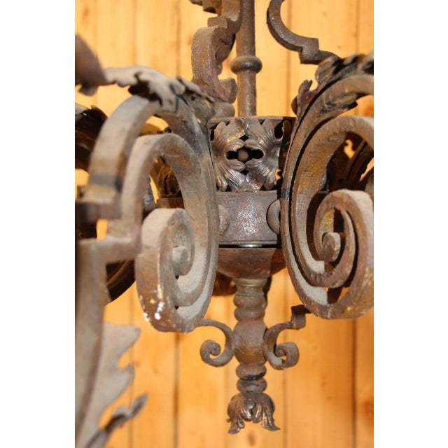 19th Century Wrought Iron Chandelier with Coat of Arms For Sale - Image 12 of 14