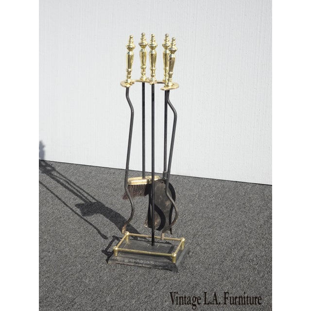 Vintage French Country Brass and Metal Fireplace Tools For Sale - Image 13 of 13