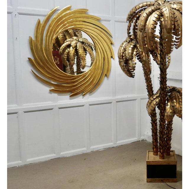 1990s Large Carved Sunburst Swirl Gilt Mirror, 1990s For Sale - Image 5 of 7