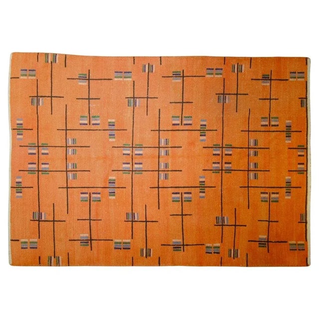Orange-Colored Rug with Futurist Abstract Decorative Motifs by Zeki Muren, 1970s For Sale - Image 10 of 10