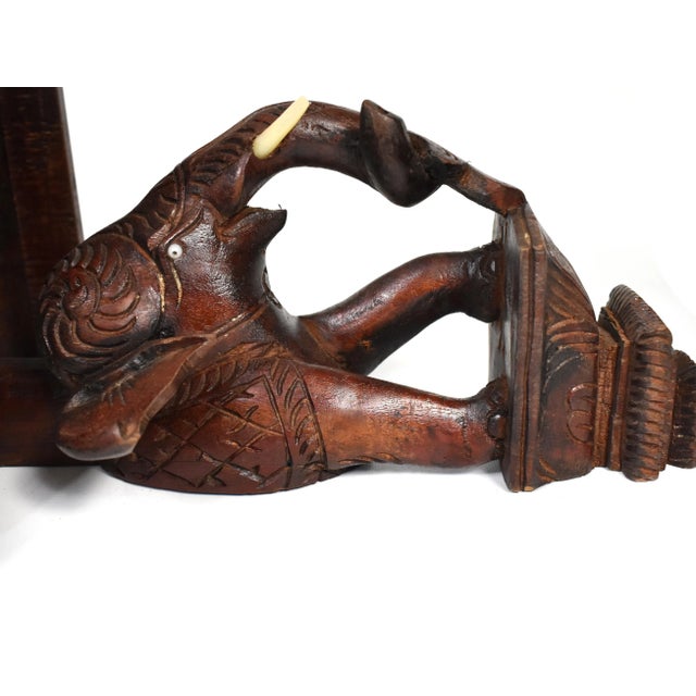 Brown Mid 20th Century Wood Carved Elephant Head Wall Decor Shelf For Sale - Image 8 of 11