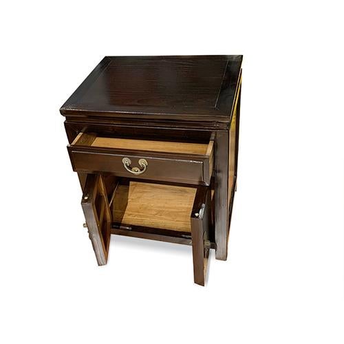 Chinese 1980s Asian Brown Lacquer Elm Nightstand For Sale - Image 3 of 5