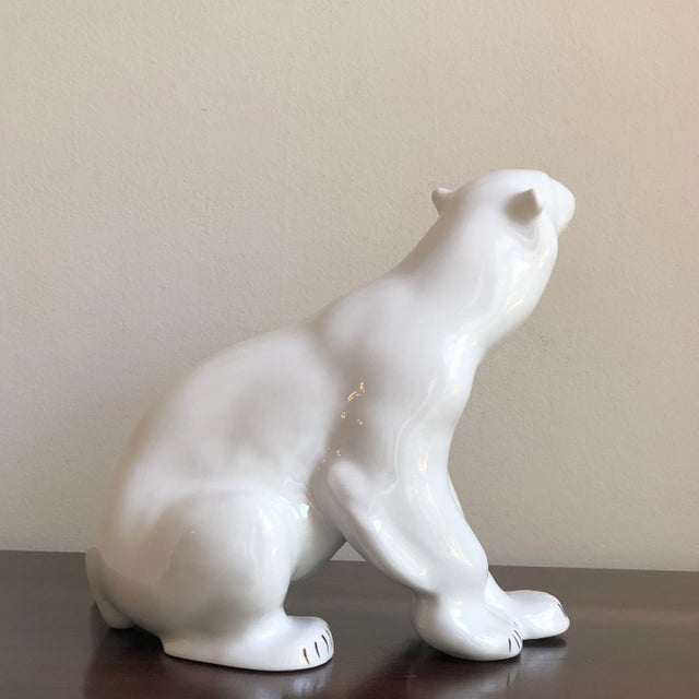Large Circa 1950 Lomonosov Porcelain Polar Bear Sculpture For Sale - Image 9 of 12