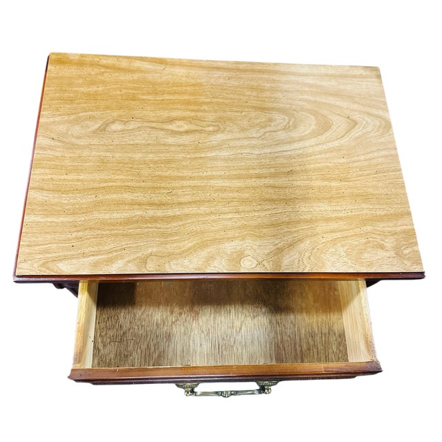 Wood Vintage French Regency Louis XVI Style Mahogany and Brass Nightstands- Pair of Two For Sale - Image 7 of 10