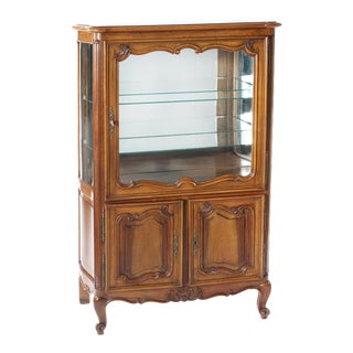 Late 19th Century Walnut / Mirrored Interior China Cabinet For Sale