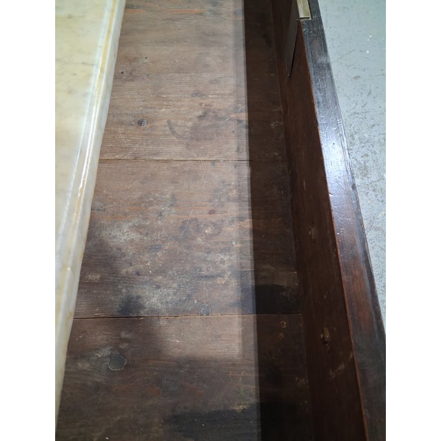 Brown Late 18th Century French Louis XVI Walnut Marble Top Commode For Sale - Image 8 of 8