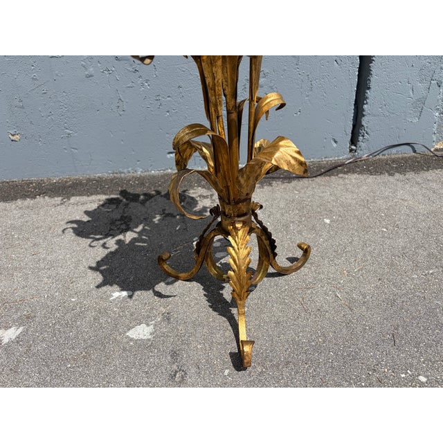 1960s Italian Table Lamps, Floral Design, Gold, Gilt - a Pair For Sale - Image 14 of 15