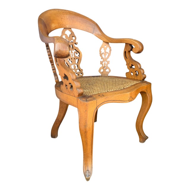 Regency Oak Library Chair with Pierced Decorative Rear & Sides Fitted with Caned Seat from Jaggards House Grade II Home For Sale