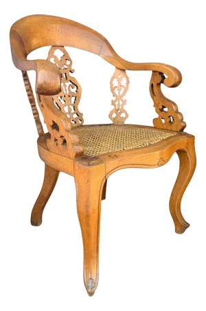 Regency Oak Library Chair with Pierced Decorative Rear & Sides Fitted with Caned Seat from Jaggards House Grade II Home