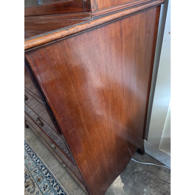 Georgian Mahogany Astragal Glazed Secretaire Bookcase on Swept Bracket Feet For Sale - Image 11 of 18